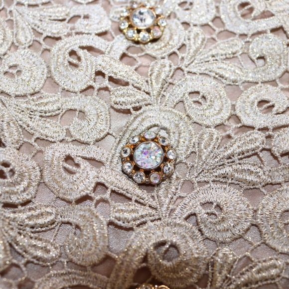 VINTAGE Speed Fashion Embroidered Formal Vest Dress, Boho, Satin, Cream, Medium - Picture 8 of 13